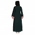 Embroidery work on layered abaya- Bottle Green-baby pink